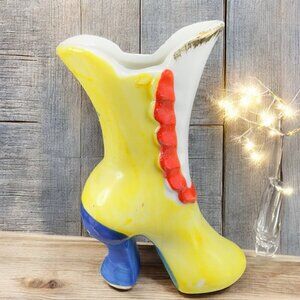 Antique Japanese Fine Porcelain Miniature Boot Shoe Toothpick Holder Vase Japan